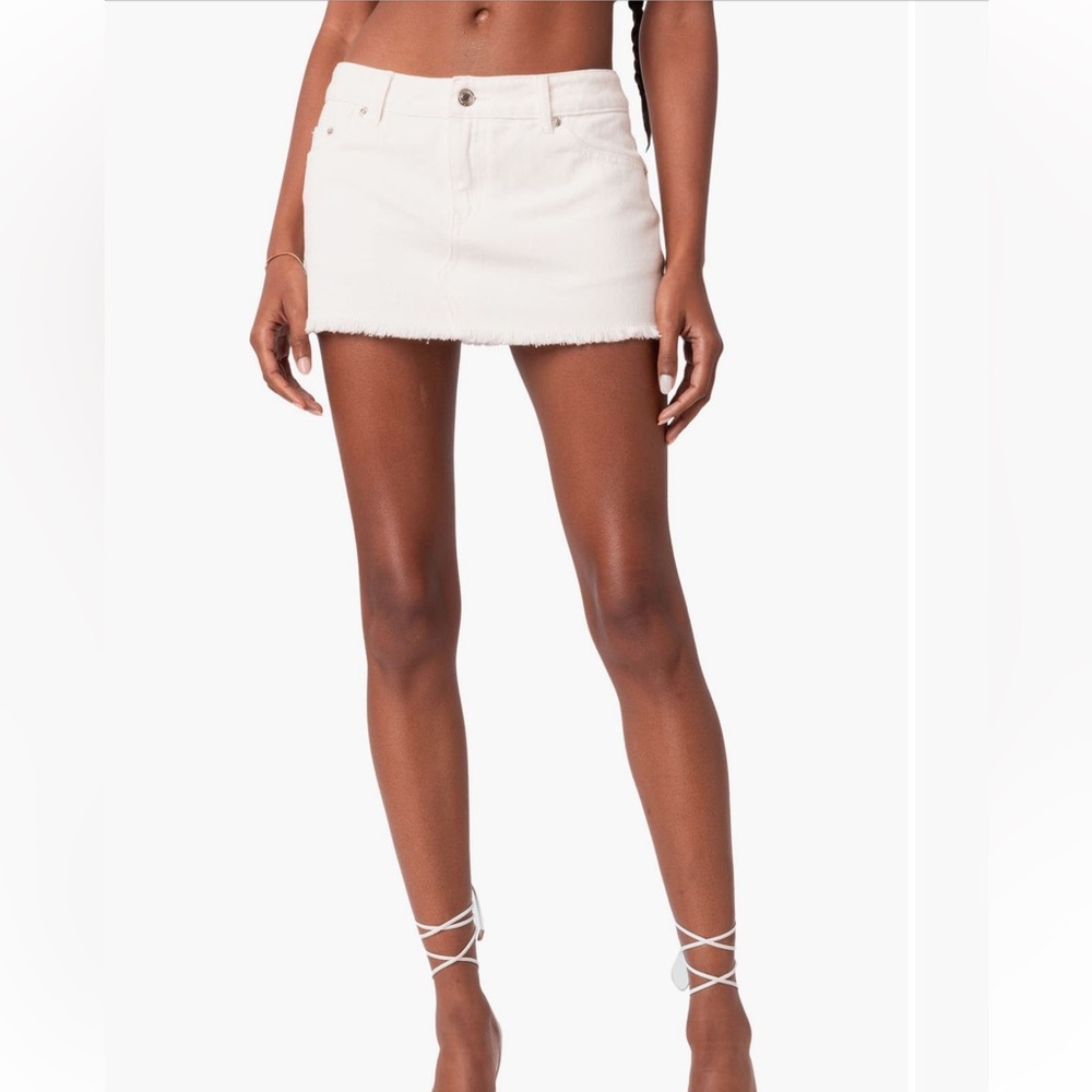 PacSun Cream Denim Mini Skirt